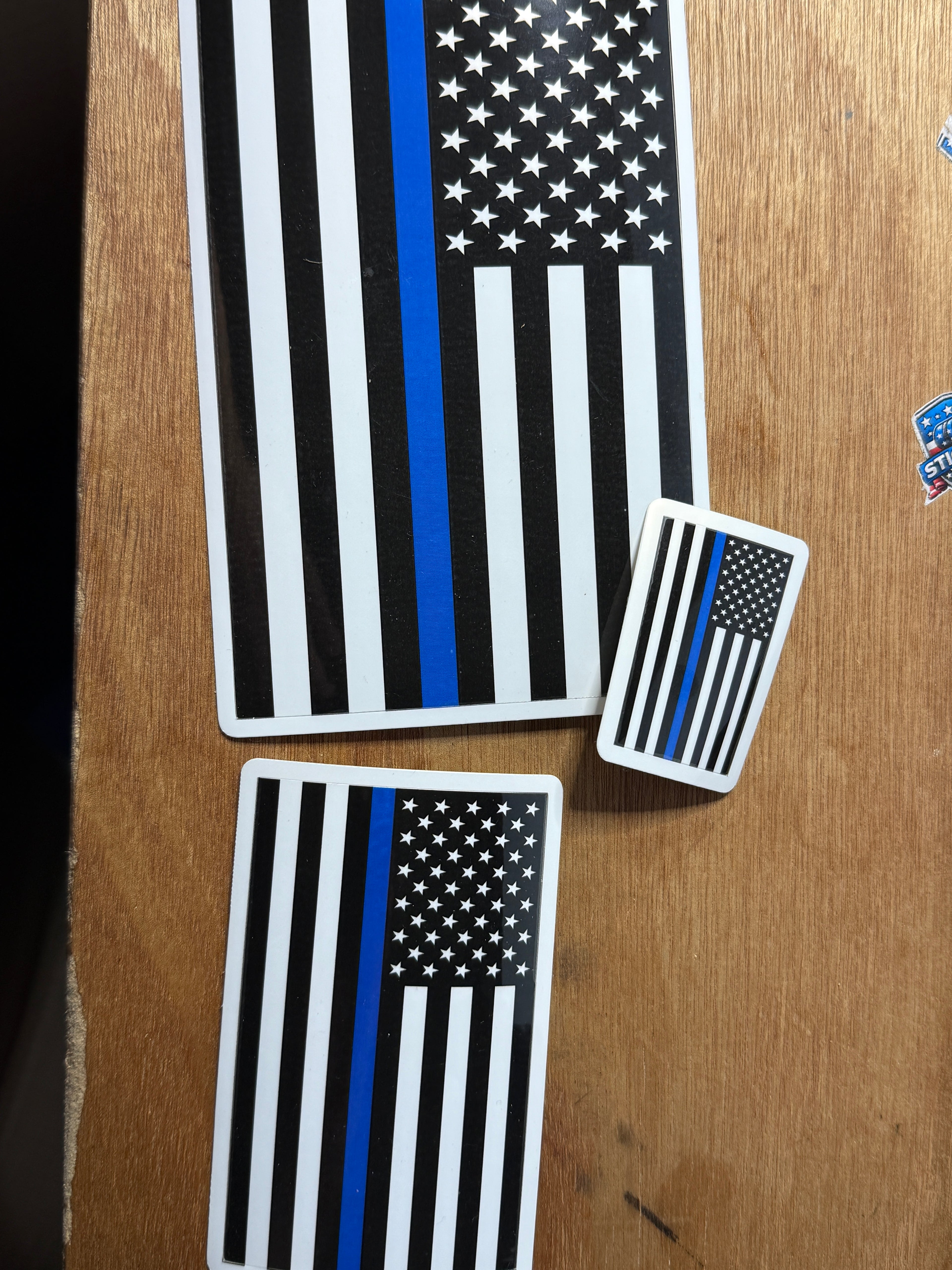 Subdued Blue Line American flag sticker, law enforcement (Choose a size)